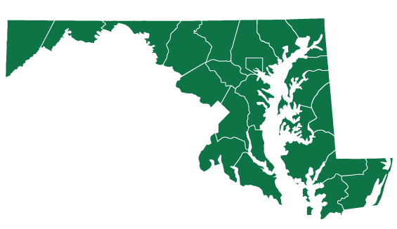 Map of the state of maryland