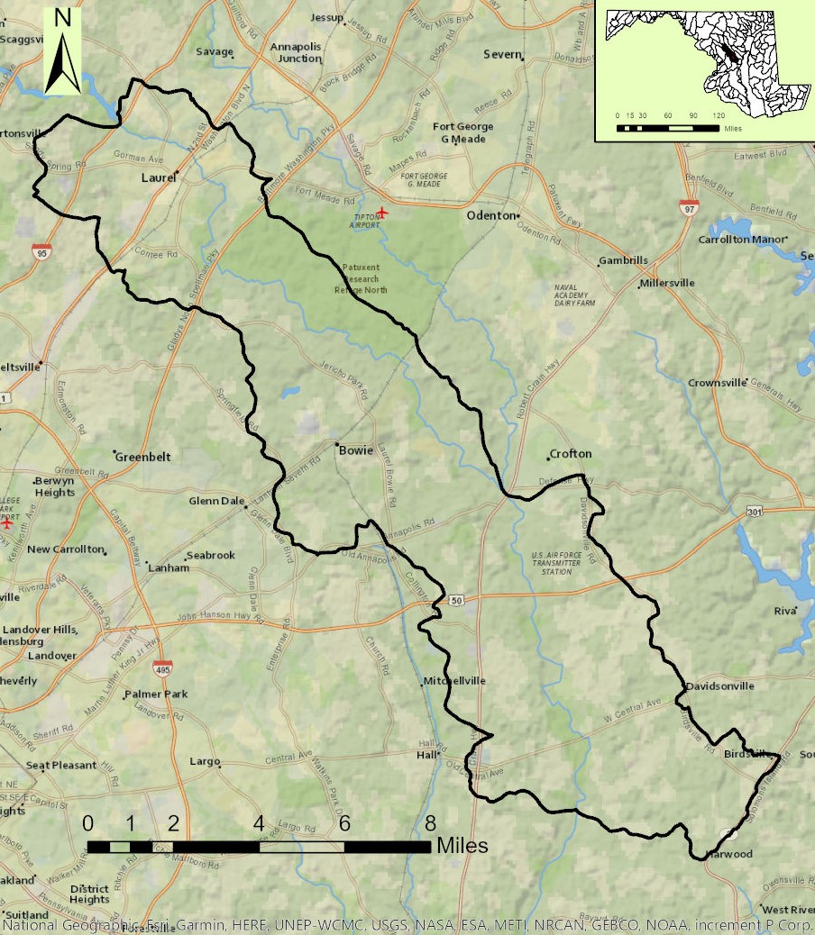 Map of the Patuxent River Upper Watershed