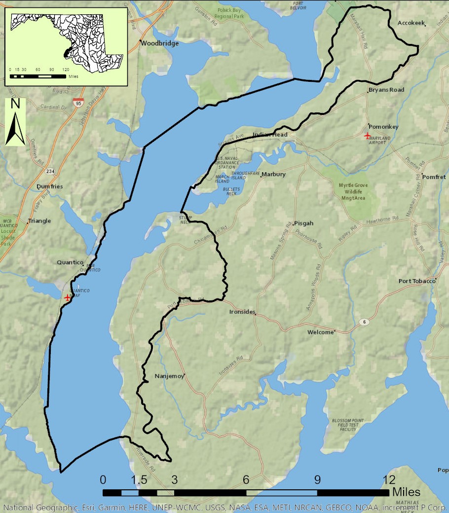 Map of the Potomac River Middle Tidal