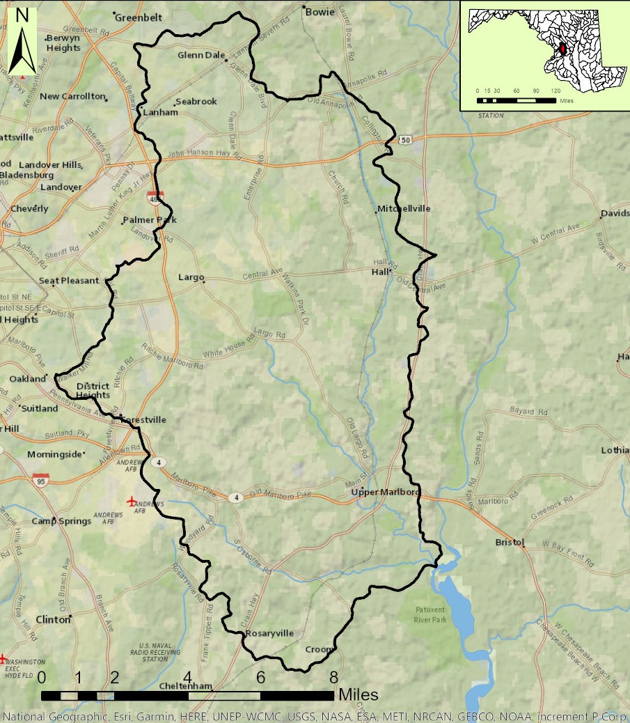 Map of the Western Branch of the Patuxent River Watershed